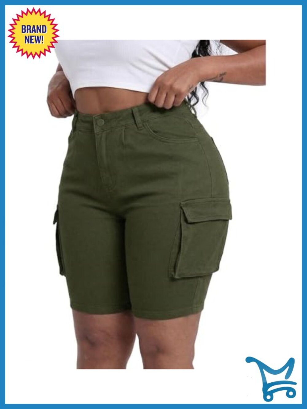 Stretchy Cargo Bermuda Jean Shorts High Waisted Y2k Plus Size Denim Shorts